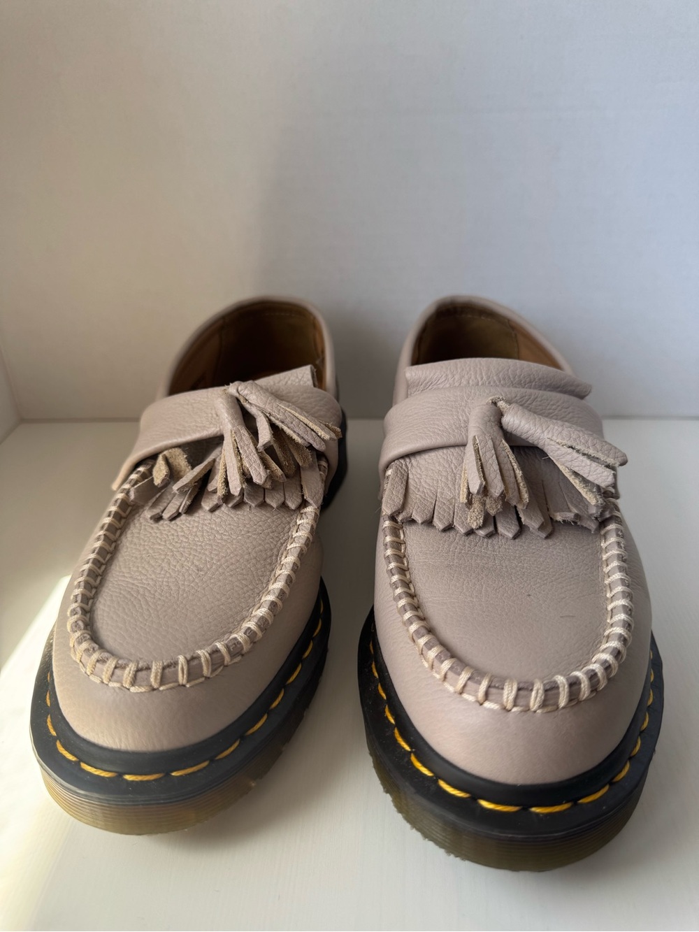Dr. Martens Tassel Toe Loafers in Light Taupe